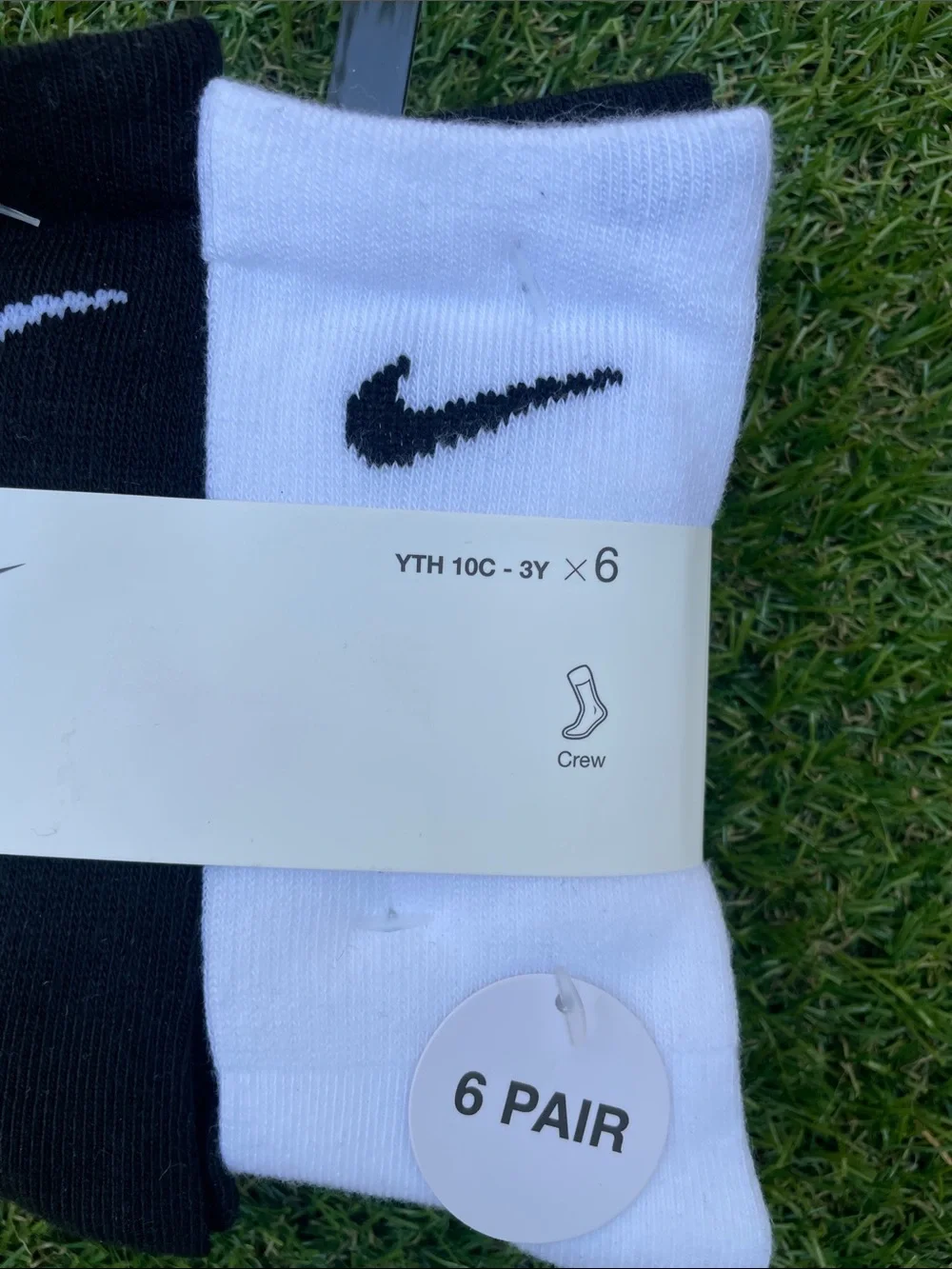 Nike Men’s Crew Socks 6-Pack - Black & White Swoosh